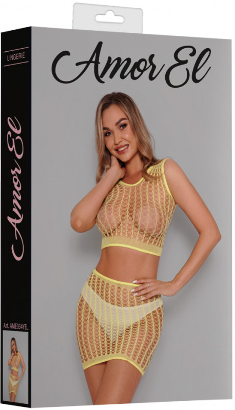 Комплект "Amor El" топ и юбка, желтый, S/L