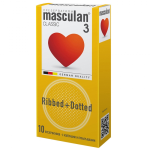 Презервативы "Masculan Ribbed+Dotted" розовые, стимулирующие, 10шт
