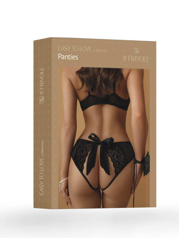 Трусики открытые с бантом "Le Frivole" черные, XXL/XXXL