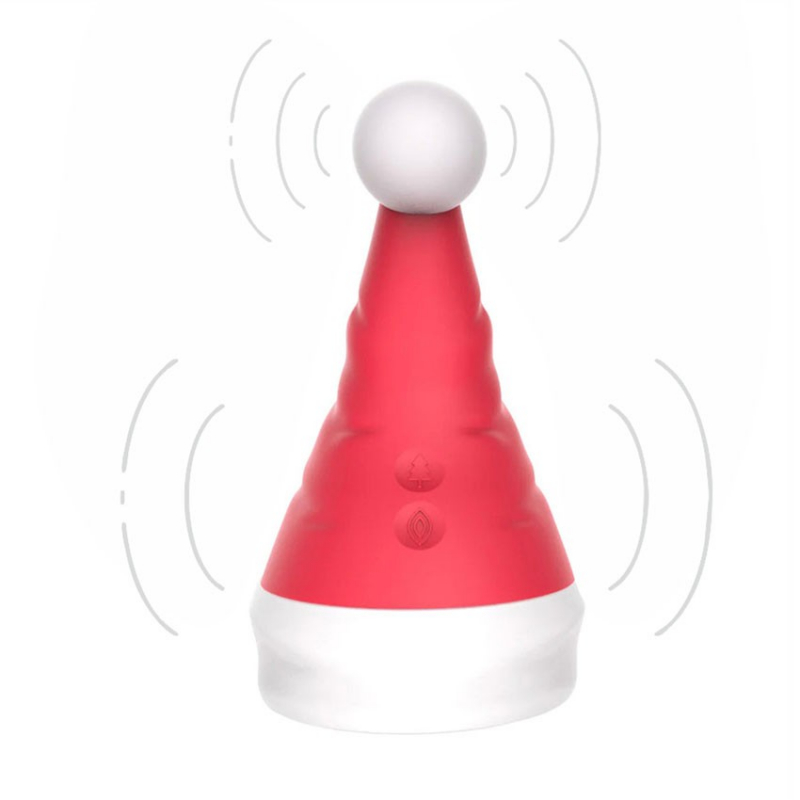 Стимулятор клитора с движением бусин и вибрацией "Magical Santa Hat" красный 