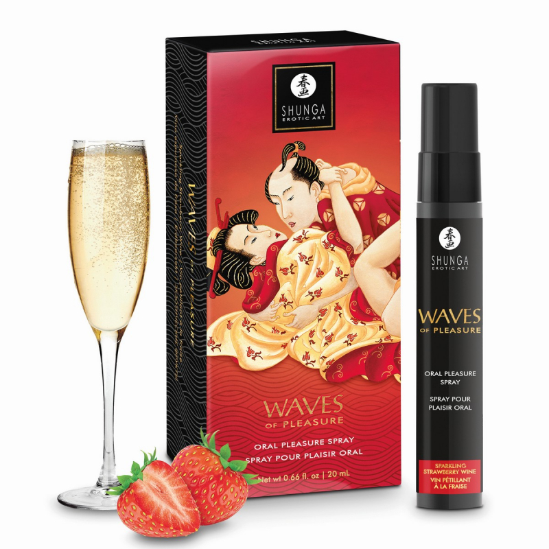Спрей для глубокого минета "Shunga Waves of Pleasure" с ароматом и вкусом клубника-шампанское, 20ml 