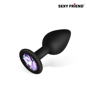 Пробка с сиреневым кристаллом "Sexy Friend" черная, S